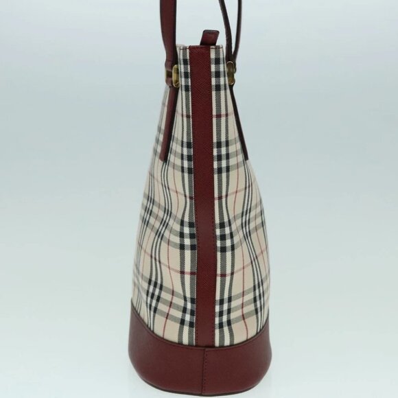 BURBERRY Nova Check Shoulder Bag Canvas Beige Gold Auth 93198 - Picture 5 of 14